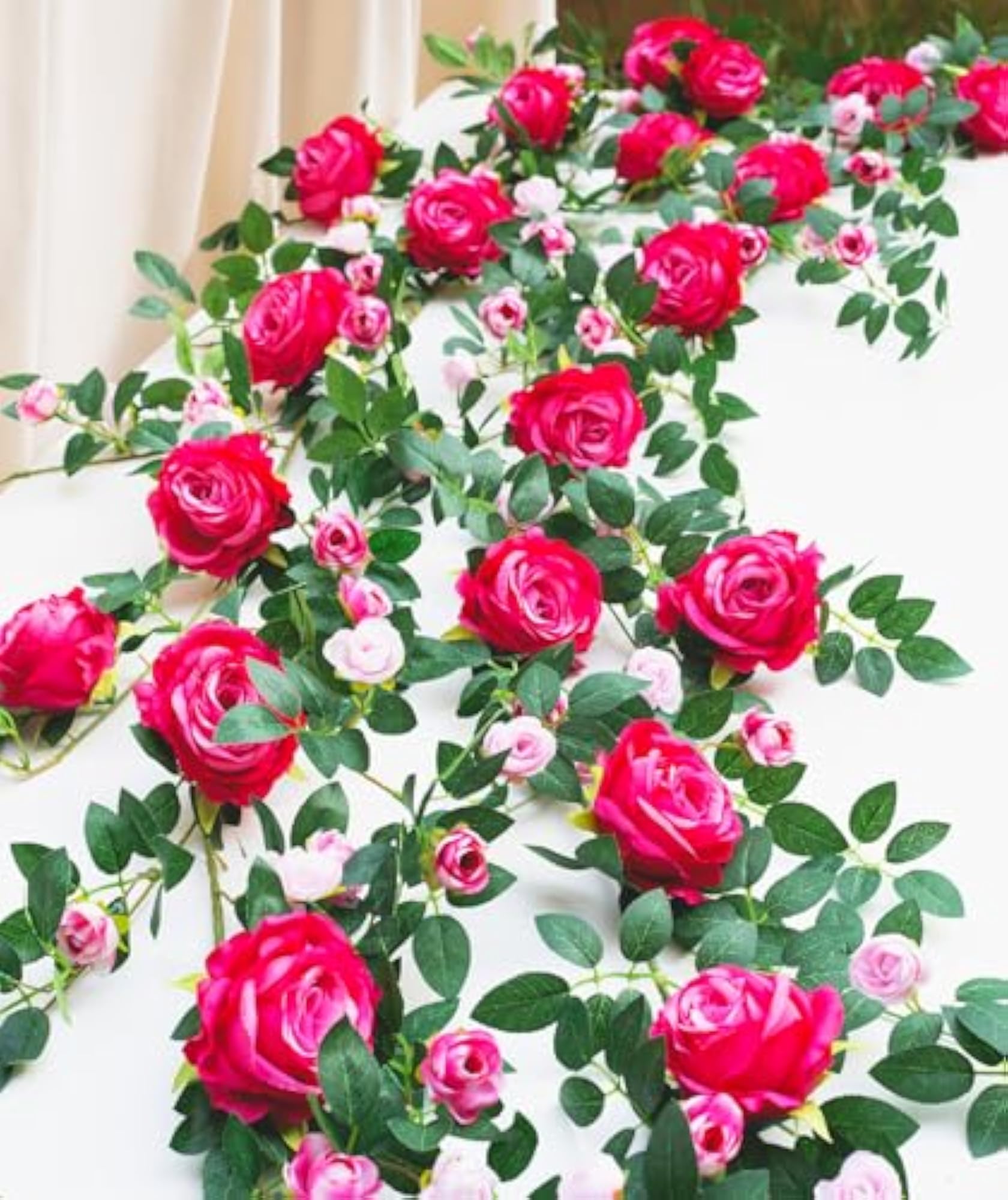 2 PCS 12FT Bendable Flower Garland for Home Decor