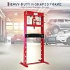 20 Ton Hydraulic Shop Press, H-Frame, 4-Hold Adjustable Height, with Movable Plates and Dust Cover, for Garage or Professional Users, Red