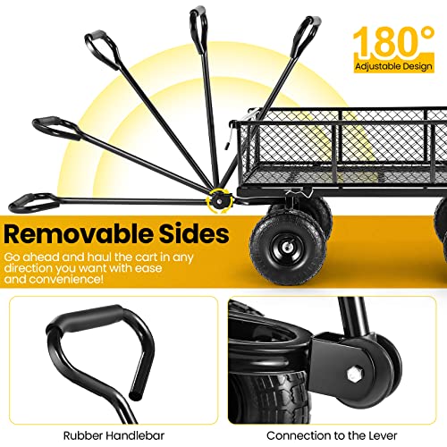 Teande TEDSPD000065 680Lb Garden Cart With Removable Mesh Sides To Convert Into Flatbed thumb #4