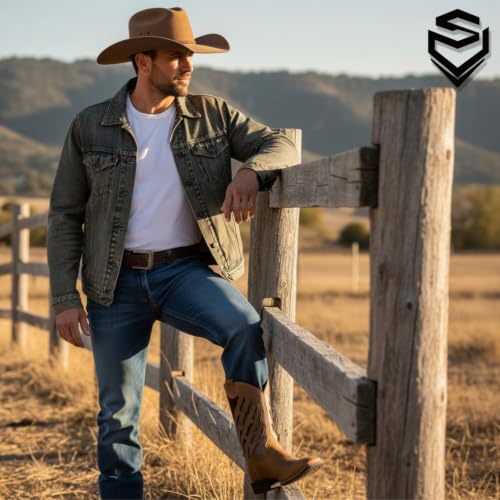Image of SUREWAY Men's Cowboy Boots, Square Toe Pull On Soft Toe Western Boot