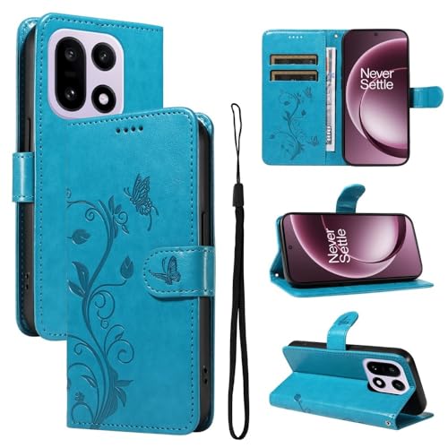 Coque Motorola G54 5G rabat aimanté étui portefeuille bleu arbre et papillon