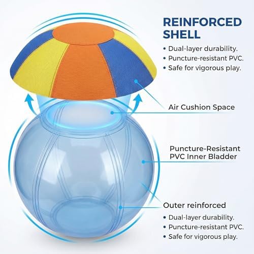10/18/22" Herding Ball for Dogs & Horses - Tear-Resistant Inflatable Toy with Heavy-Duty Handle Cover & Pump - Durable Exercise Ball for Large Pets (Medium) — view 6