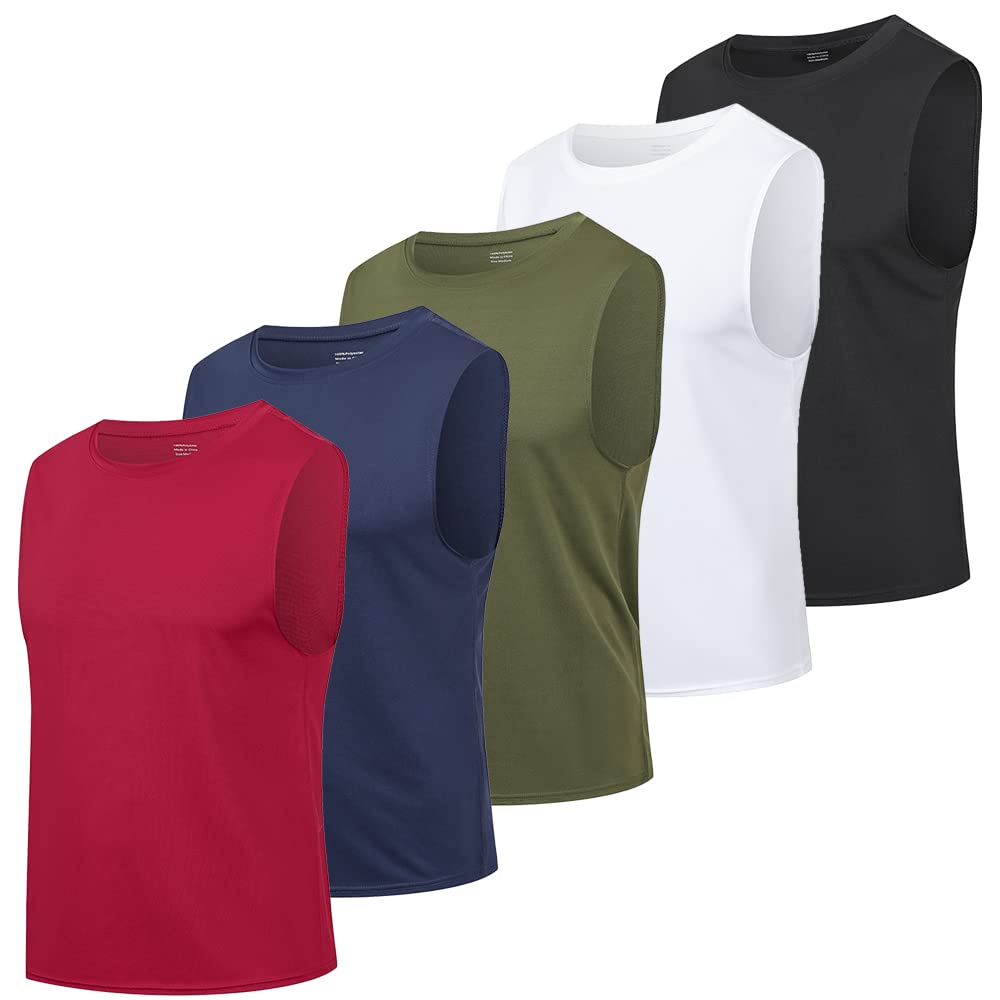 HUAKANG Paquete de 3 or 5 Camiseta Tirantes para Hombre Secado rápido Gimnasio Ropa Deportiva Camiseta sin Mangas para Entrenamiento Running