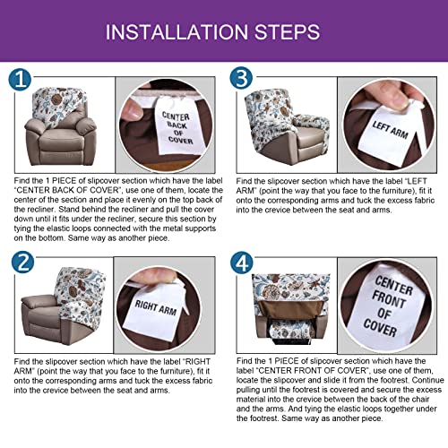 Niluoh Velvet Recliner Cover 4 Pieces Printed Lazy Boy Chair Covers Recliner Sofa Slipcover Anti-Slip Fitted Furniture Protector With Elastic Bottom (Velvet Pink) #TOP6