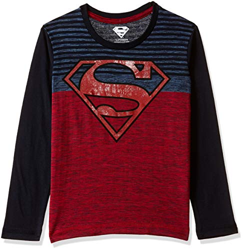 Image of Superman By Kidsville Plain Regular fit Boy T-Shirt (SP1FLT213 RED TEX Combo /Navy 13-14 Years)