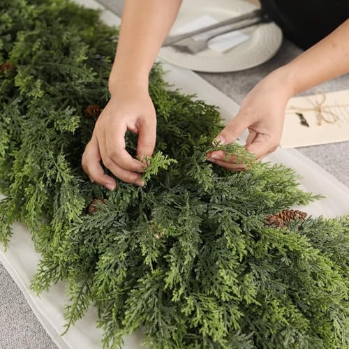 9fT Cedar Garland Artificial Realistic Garland Soft and Lush - image 2