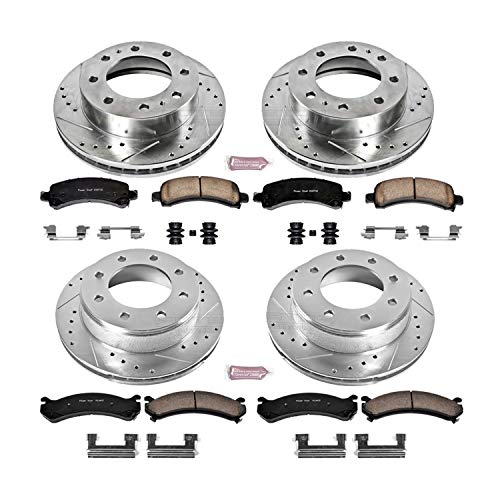 Image of Power Stop K6561 Front and Rear Z23 Carbon Fiber Brake Pads with Drilled & Slotted Brake Rotors Kit