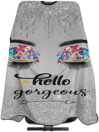 Carwayii Barber Cape Hello Butterflies Gorgeous Silvery Glitters Salon Hair Cut Apron Barbershop Kits For Women 55''X66''