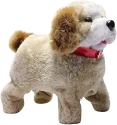 Cachorro de Pelúcia Interativo que Anda, Late, Pula e Dá Cambalhota com Som Au-Au, Brinquedo Infantil com Coleira Vermelha e Pelagem Macia – Cachorrinho Eletrônico Divertido para Crianças