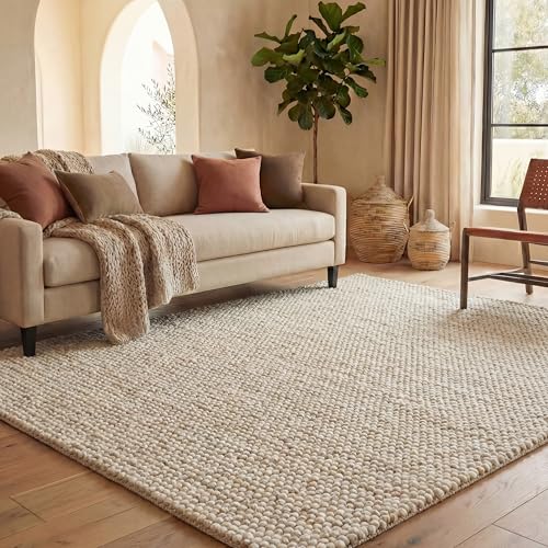 SAFAVIEH Area Rug 8x10 - Natura Collection - Large - Beige & Ivory, Handmade Wool...