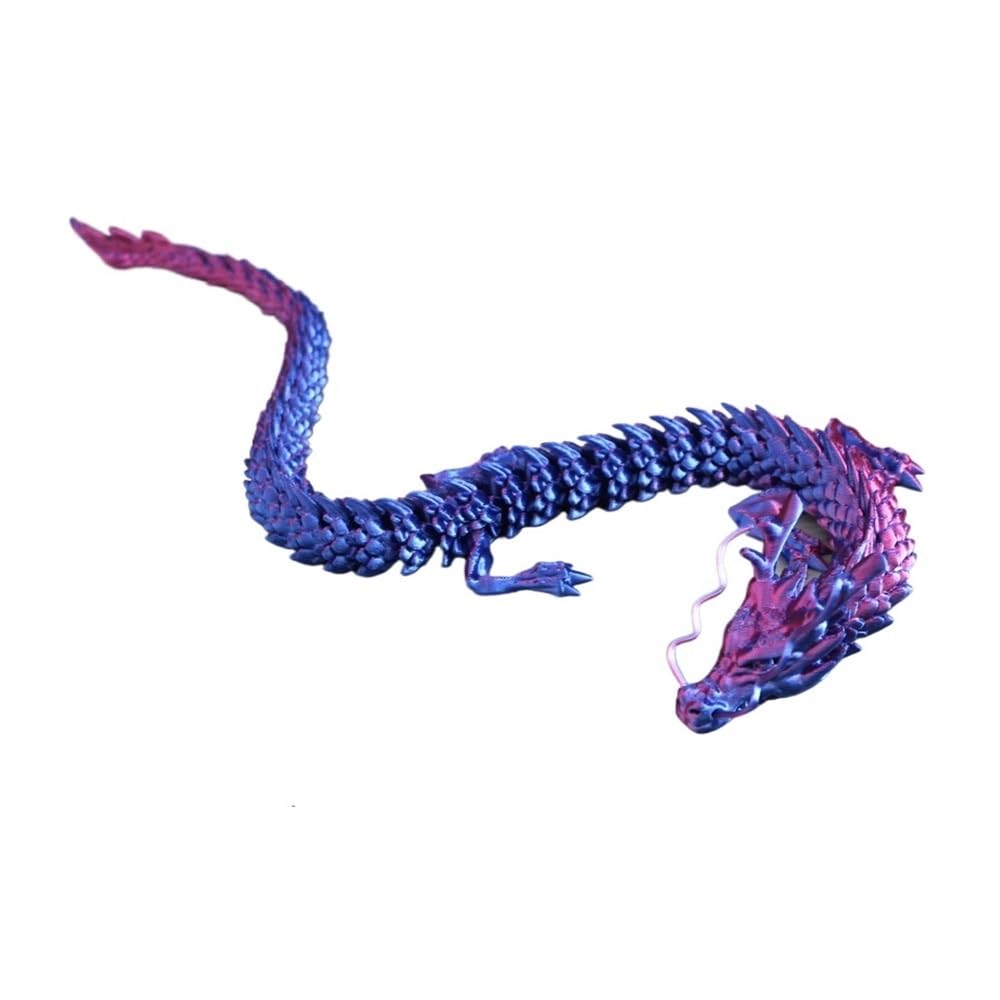 Diyouke Movable 3D Printed Dragon Statue, Articulated Joint Dragon Figurine for Desktop Decor & Collectible Display(Purple)