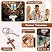 Gtudkae 1 Box 70 Pack Small Wooden Pocket Cross Charms and 70 Keychains in Bulk, Natural Mini Wooden Crosses Pendants for Church Praying, Easter Decor,Christian Gifts, Crafts for DIY Handmade Decorative (with 70 chains)