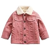 Moru Toddler Boy Winter Corduroy Jacket Baby Girl Fall Sherpa Lined Outwear Coat (Pink, 3-4 Years)