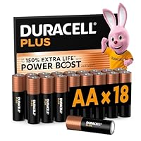 DURACELL Plus AA Batteries (18 Pack) Alkaline Batteries 1.5V Up to 150% Extra Life with POWER BOOST Actives Reliability For Everyday Devices 0% Plastic Packaging 10-Year Storage - MN1500
