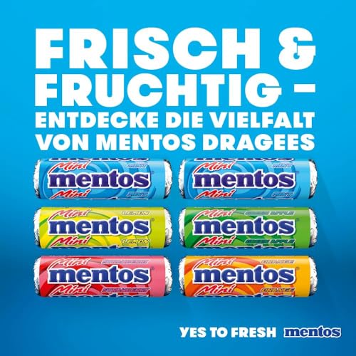 Mentos Mint Classic Bucket, Eimer enthält 120 Mini-Rollen à 5 Minz-Dragees, Kaubonbons mit Pfefferminz-Geschmack, Aufbewahrungs-Box (120 Mini Rollen), vegan 6