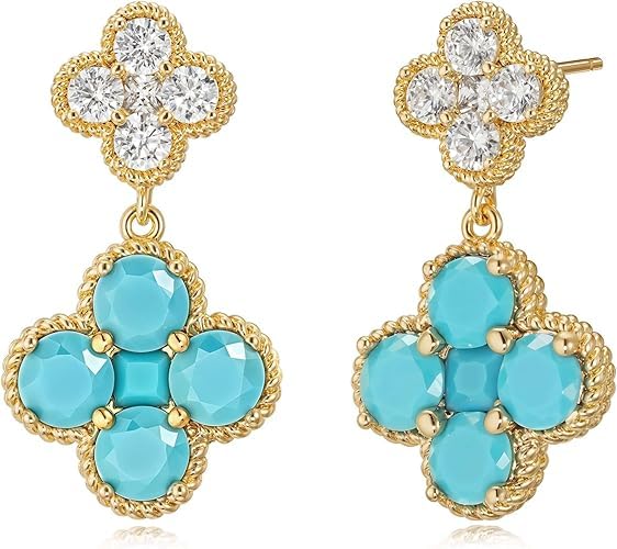 14k Gold Earrings for Women October Birthstone Dangle Clover Earrings for Women, Hypoallergenic Four Leaf Gemstone Drop Earrings Stackable Dainty Jewelry Gift for Mother Mom Wife Girlfriend Trendy - image 1