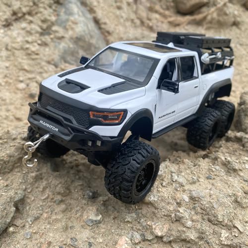 FRJV Pickup Truck Toy 1/24 Diecast Trucks Mammoth Model Car Kits,Metal Toy Truck Suitable for Kids and Car Collection,Pull Back Cars with Light and Sound,Trucks for Kids Ages 4-8（White） by FRJV - Image 8