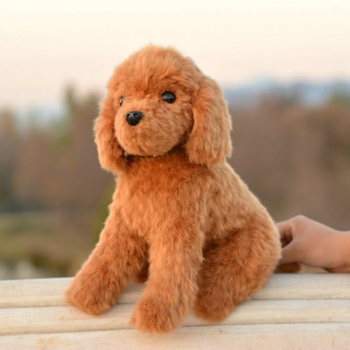 LIUHONGFEI Kleiner Simulations-Teddyhund Plüsch-Spielzeug, realistischer Pudel mit Aluminiumdraht für stabiles Sitzen (es gibt Aluminiumdrähte an den vorderen Gliedmaßen der Sitzposition, um sie