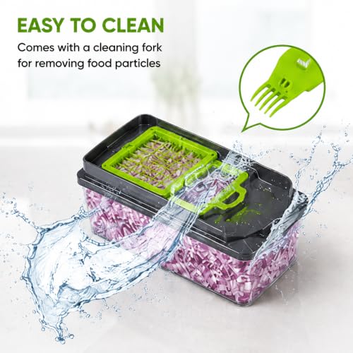 Image of 14-in-1 Multipurpose Fruits & Vegetable Chopper, This Manual Kitchen Tool Combines Chopping, Slicing, Dicing, Grating, Peeling and Chipping, Durable Food-Grade Body for Kitchen