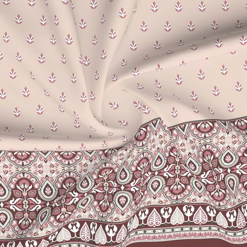 Image of Layers 100% Cotton for King Size Bed | 120 TC Ethnic Print, Soft, Breathable, Machine Washable Bedsheet with 2 Pillow Covers | Forever Collection (274 x 274 cm) - Red & White
