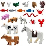 Taken All 20 Pieces Friend Animal Figures Building Blocks Toy - Pink Pig, Tortoise, Squirrel, Cow, Chicken,Horse and More Farm Animal Kingdoms Tight Fit with Major Brands
