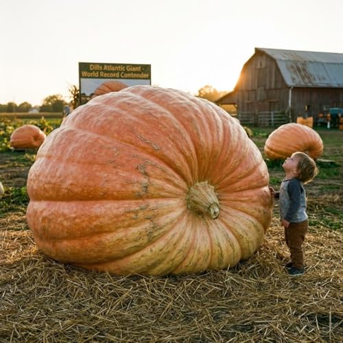 Jocadew 20 Dills Atlantic Giant Pumpkin Seeds Cucurbita Maxima Extra Large Pumpkin Seeds for Garden Backyard Growing & Giant Harvest