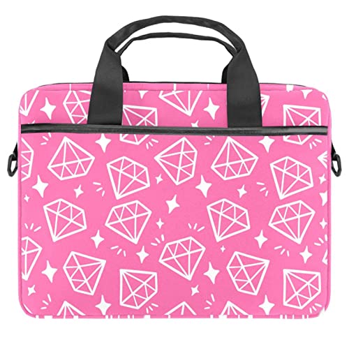 Sacoche ordinateur 13" rose à motif diamant géométrique et multicolore