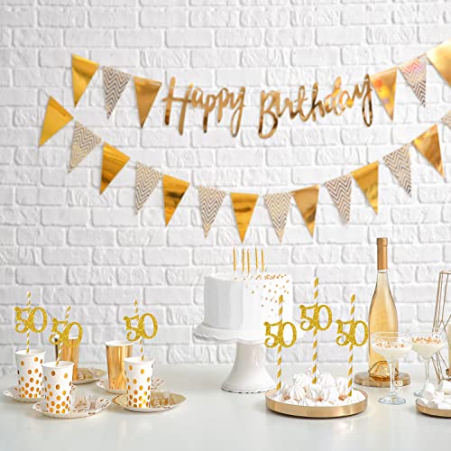 Decoración de pitillos papel oro 7.7 pulgadas set 24 miniatura 4