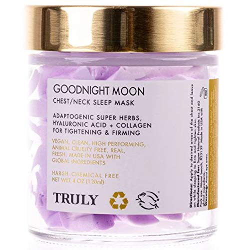 Truly Goodnight Moon Chest & Neck Sleep Mask 4 Oz! Formulated With Adaptogenic Super Herbs, Hyaluronic Acid And Collagen! Anti Aging Cream For Chest And Neck Helps Keep Skin Tight And Firm!