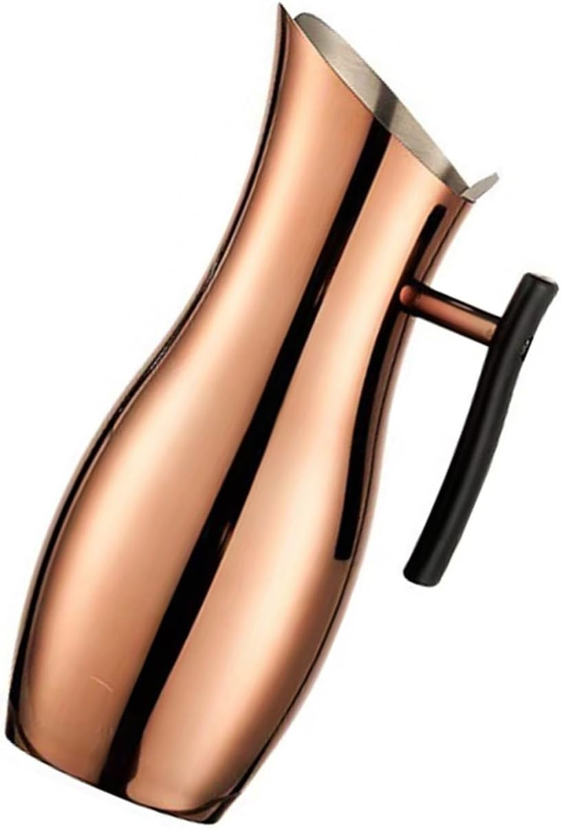 Cold Drinking Pitcher Stainless Steels Cold Drinking Water Pitcher Pots with Handle Kitchen Cold Water Wine Juices Pots for Serving Water Kitchen Drinkware Home Hotel Tool (rose gold)