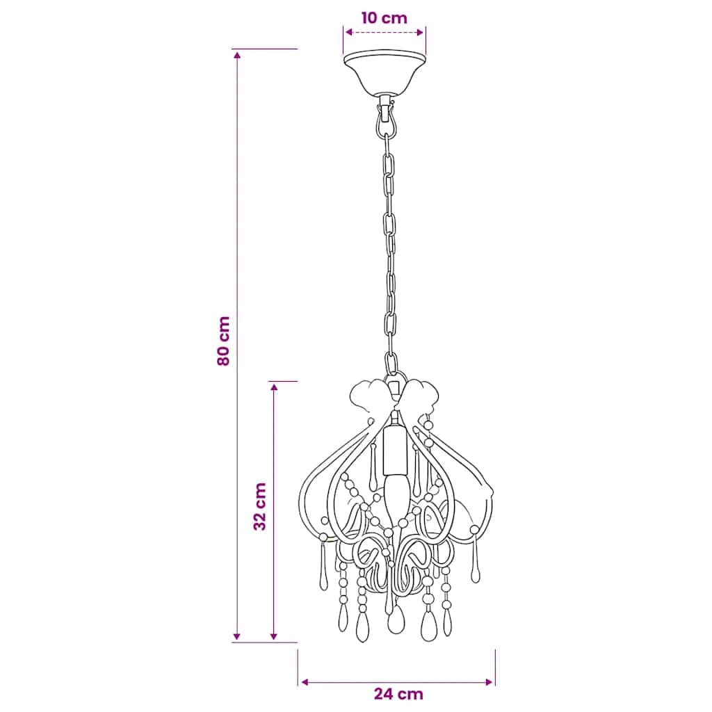 vidaXL Lampadario con Perle Rosa Rotondo E14