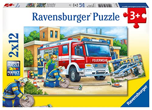 Ravensburger Kinderpuzzle - 07574 Polizei und Feuerwehr - Puzzle für...