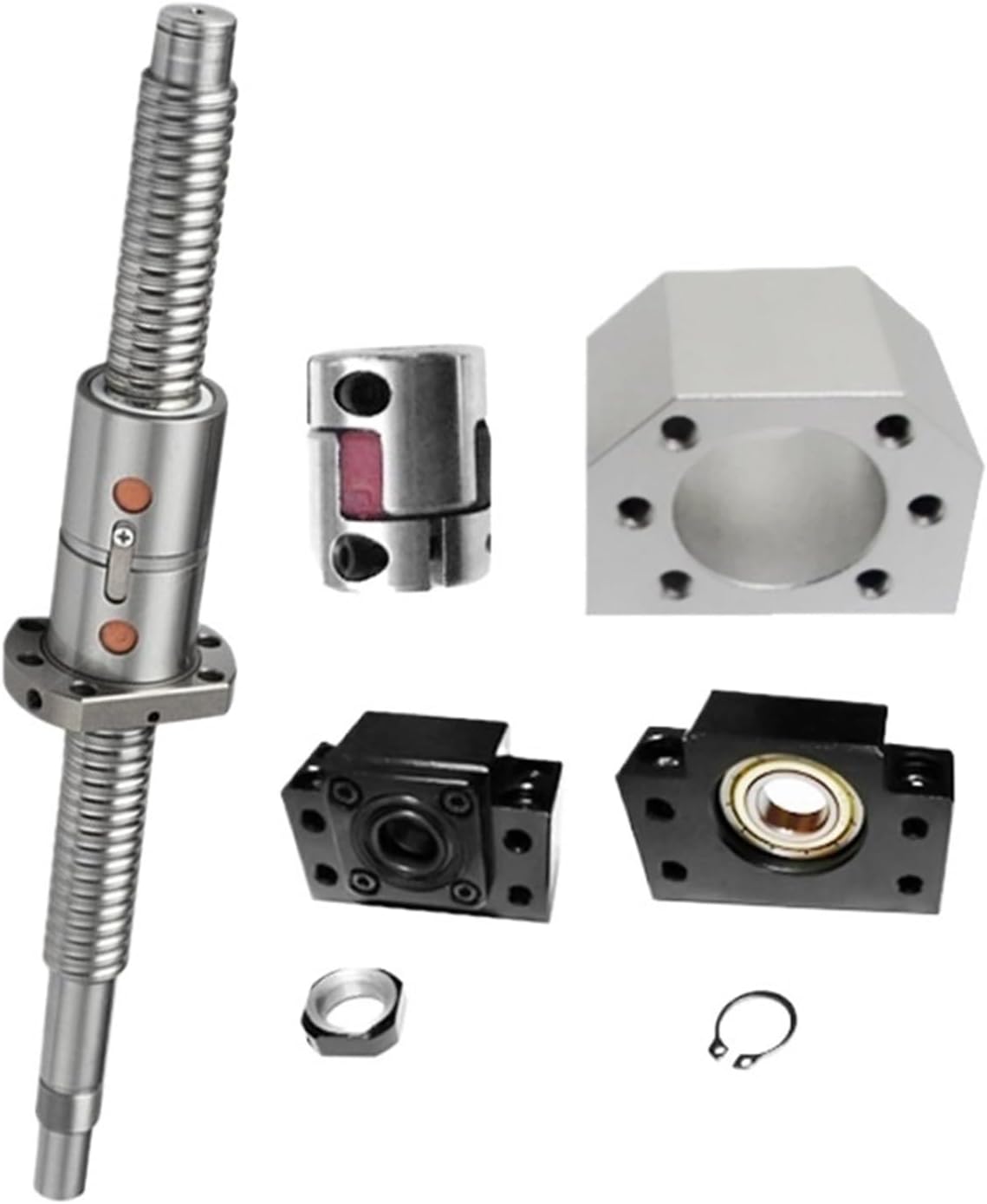 CNC machine tool ball screw 3D printer 1pcs Double Nut Ball Screw Set DFU1605/2005/2505/3205