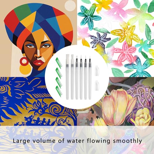 Wasserpinsel,6 Stück Wassertankpinsel,Wasserstift,Wasserstifte Für Kinder,Wasserstifte,Wasserpinsel Mit Tank,Watercolor Brush Pen Mit Befüllbarer Wassertank Für Malerei, Kolorierung Und Kalligraphie