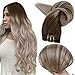 Full Shine 16" 10 Pcs 120gram Color #4 Dark Brown Fading to Color #18 Balayage Extensions Ombre Clip in Remy Human Hair Extensions Full Head Ombre Hair Extensions