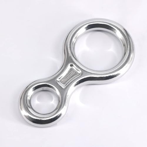 Miniatura 8 de NewDoar Climbing Gear - Placa de aparejo para equipo de descenso de 40 kN, figura de rescate 8 descensores con gran oreja curvada para escalada y