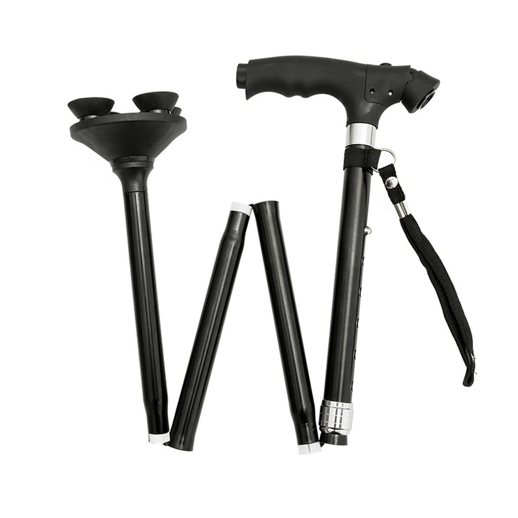 XMING Bastón Plegable portátil for Ancianos con aleación de Aluminio Ligero telescópico pequeño bastón de Cuatro Patas for Caminar