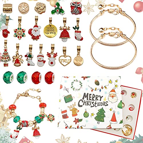 Sustrato Compte à rebours des Bracelets de Noël pour Enfants, Calendrier de l'pour Fabrication de Bracelets pour Filles, Cadeau de Noël Compte à rebours de 24 Jours avec 2 Bracelets et 22 Accessoires Cover