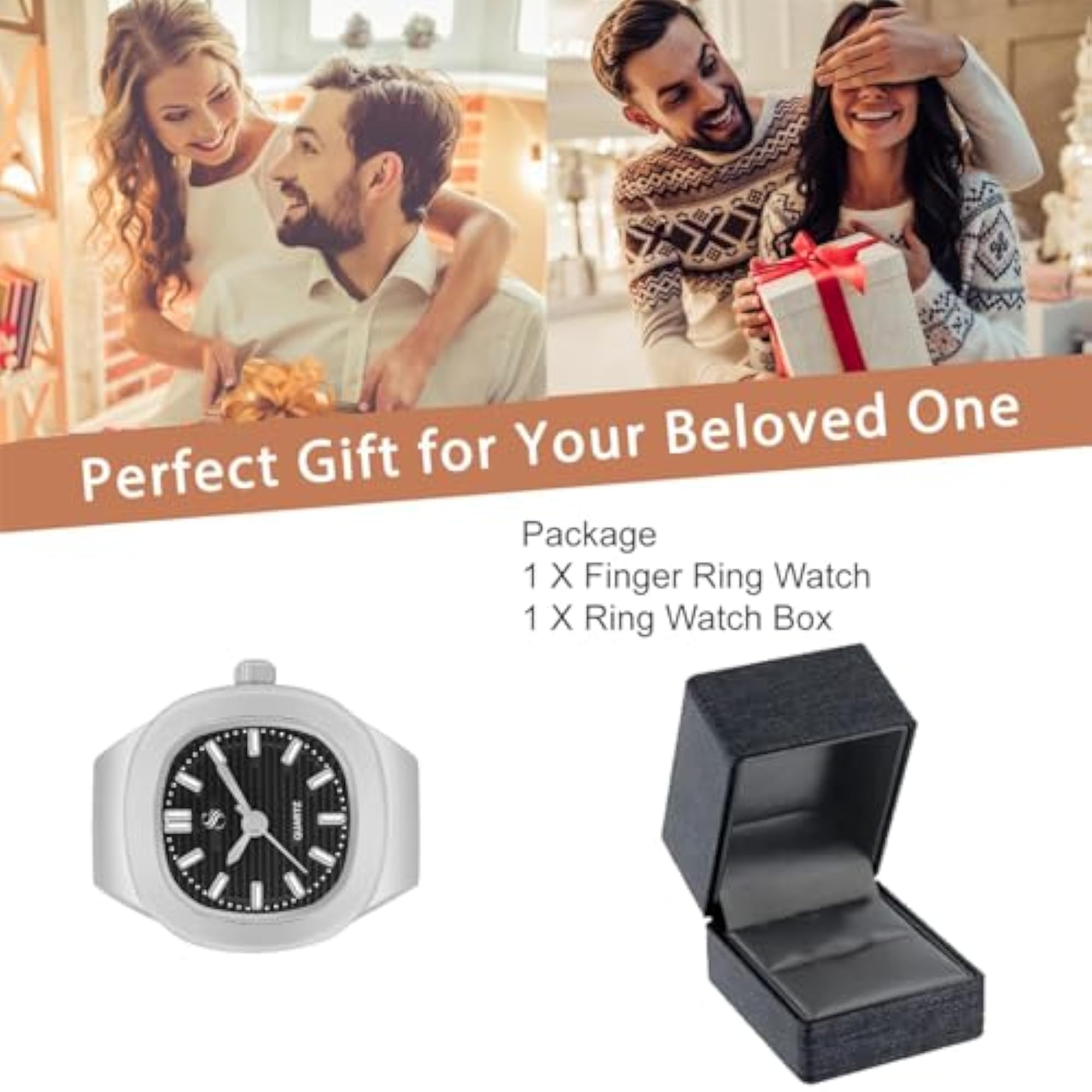 Women's Analog Fashion Stainless Steel Square Ring Watch