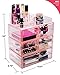 Sorbus Acrylic Cosmetics Makeup and Jewelry Storage Case X-Large Display Sets -Interlocking Scoop Drawers to Create Your Own Specially Designed Makeup Counter -Stackable and Interchangeable (Pink)