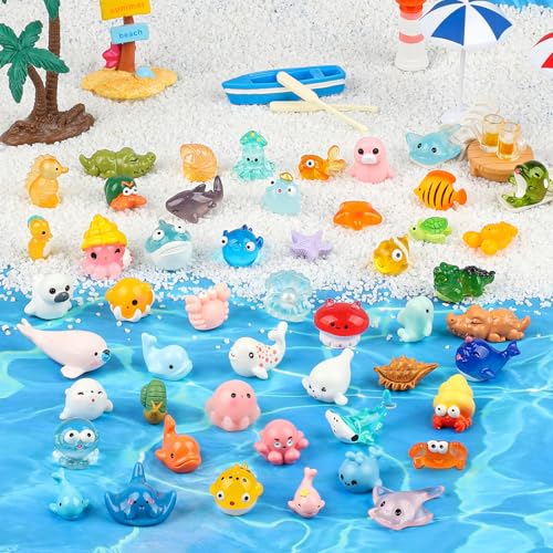 TaoQ C 50 PCS Mini Sea Animals Figurines Tiny Resin Ocean Animal Mini Plastic Ocean Animals for DIY Miniature Scenes Dollhouse Birthday Party Decoration, Fish Tank Aquarium - image 5