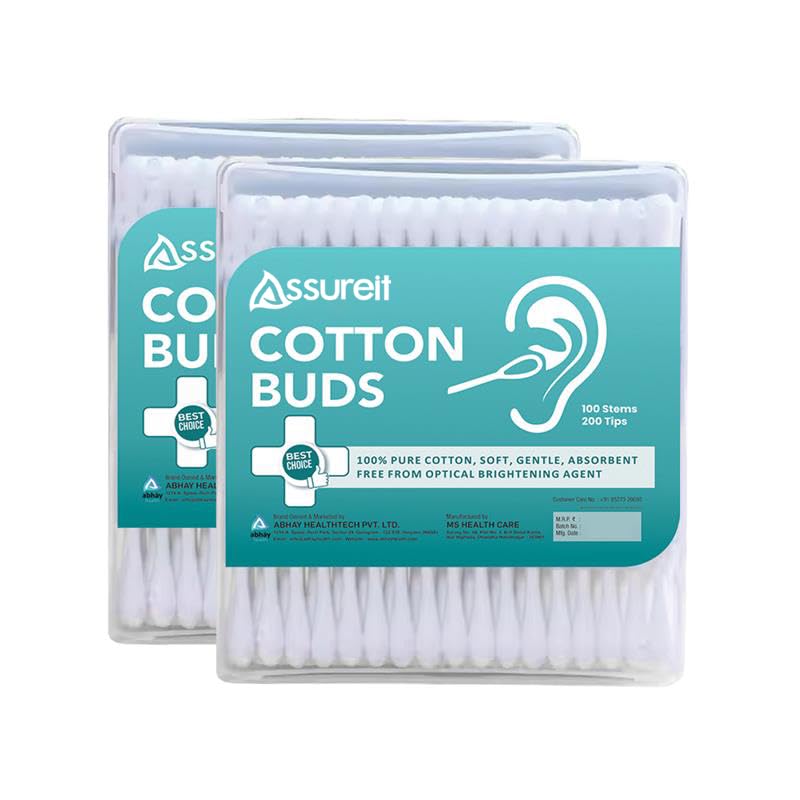 Pure Cotton Buds with Paper Sticks - 200 Counts | Soft, Gentle On Face, Ear Cleaning, Makeup (Pack of 2)-picture-38