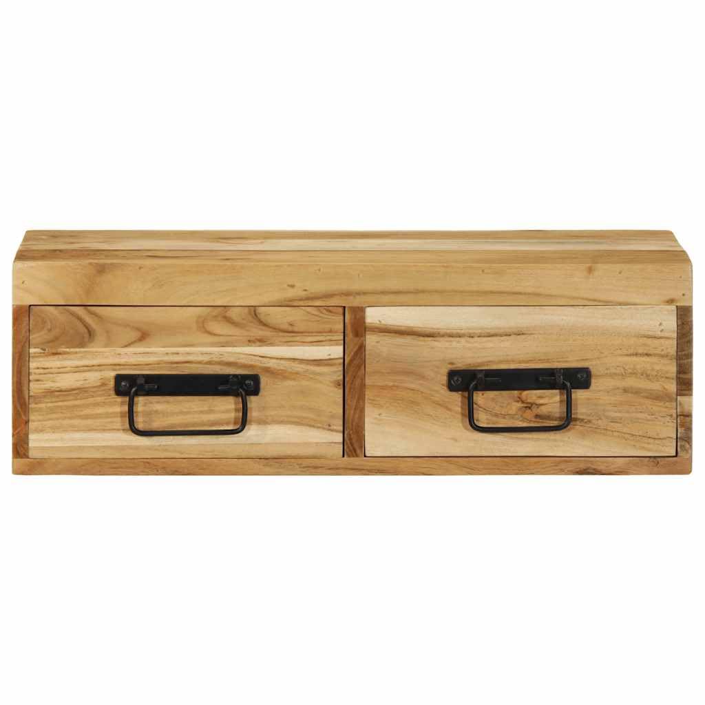 Mobile TV da parete in legno massello di acacia, 60 x 30 x 19 cm, montaggio a parete, con molto spazio per libri, DVD, dispositivi multimediali, soggiorno e ordine
