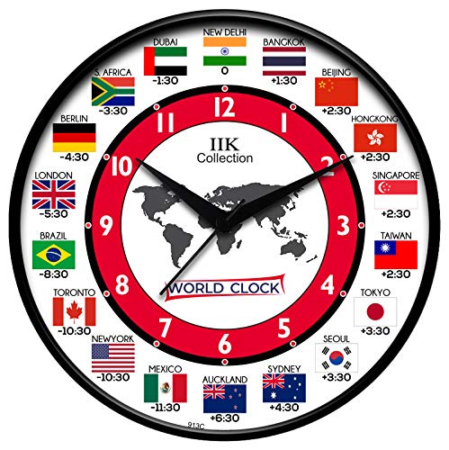 IIK COLLECTION Designer Plastic Analogue Round World Wall Clock for Home, Wall Clock for Kitchen,Wall Clock for Living Room, Bed Room, Office (Multicolour, 12X12inch, 30 cm x 30 cm x 6 cm) (B08HHC5M1H) Amazon Price History, Amazon Price Tracker