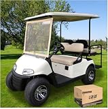 10L0L Golf Cart Foldable Windshield Film for EZGO RXV, Temporary Portable Removable Windshield Lightweight PVC Plastic Windshield (Beige)