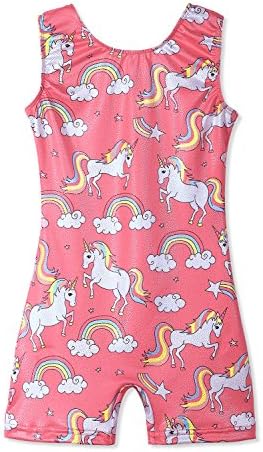 HOZIY Gymnastics Leotards for Girls Unicorn Aurora Rainbow Mermaid Dinosaur Cupcake Sparkle Biketard Toddlers Kids Children