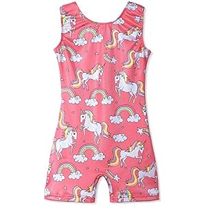 HOZIY Gymnastics Leotards for Girls Unicorn Aurora Rainbow Mermaid Dinosaur Cupcake Sparkle Biketard Toddlers Kids Children