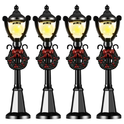 4 Stück Miniatur Straßenlaterne, Mini Warmweiße LED, Mini...