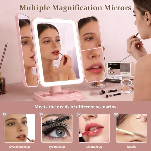 Espejo de maquillaje con luces y aumento rectangular miniatura 3