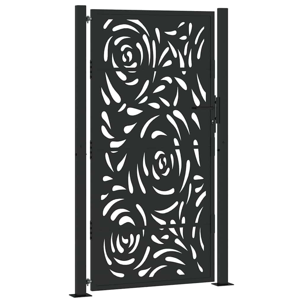 vidaXL Brama ogrodowa czarna 100x175 cm Stalowy wzór płomienia
